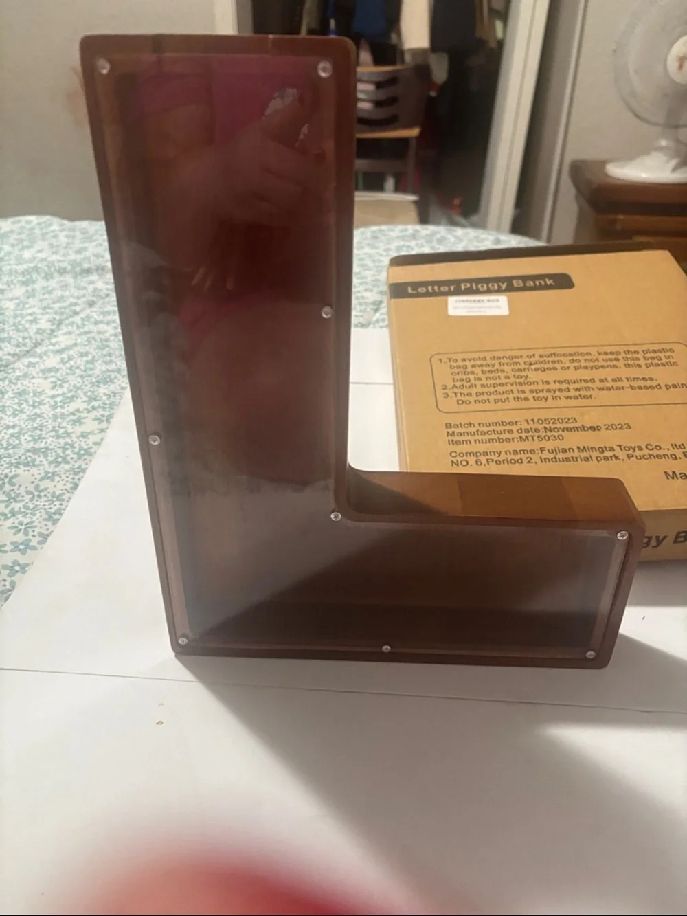 Wooden L-Shaped Wall Shelf Display - Brown